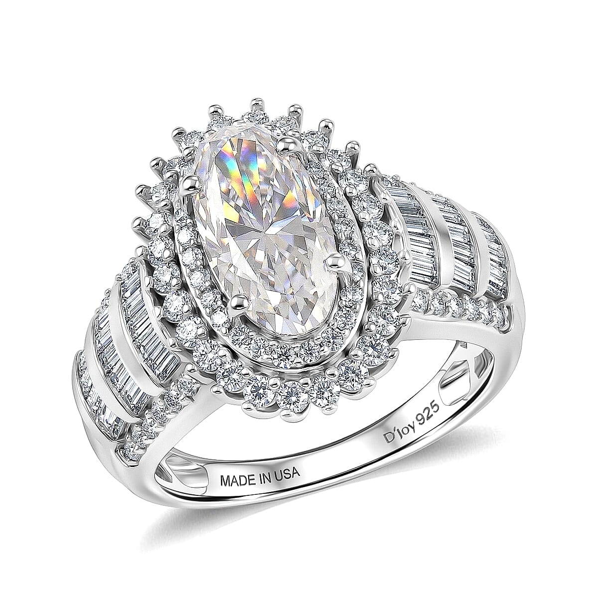 D'Joy Moissanite 3.60 ctw Ring in Rhodium Over Sterling Silver