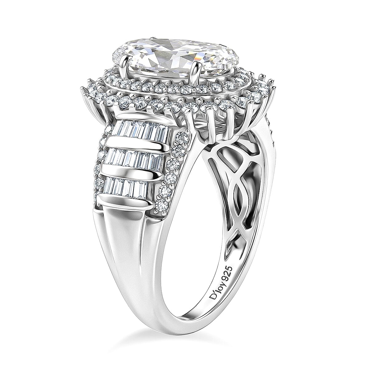 D'Joy Moissanite 3.60 ctw Ring in Rhodium Over Sterling Silver (Size 6.0) image number 3