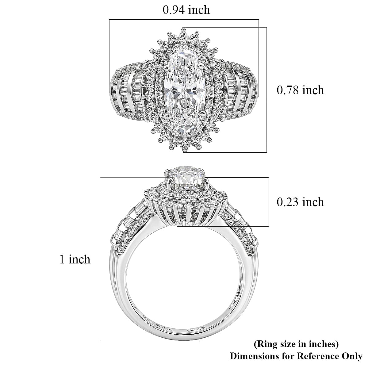 D'Joy Moissanite 3.60 ctw Ring in Rhodium Over Sterling Silver (Size 6.0) image number 5