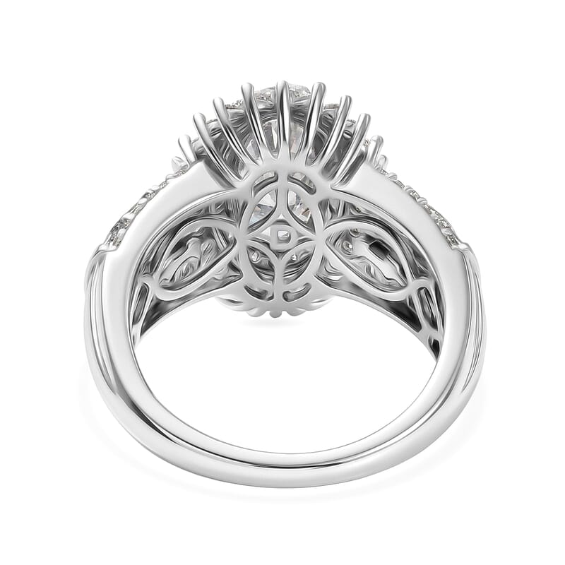D'Joy Moissanite 3.60 ctw Royal Radiance Ring in Rhodium Over Sterling Silver (Size 7.0)