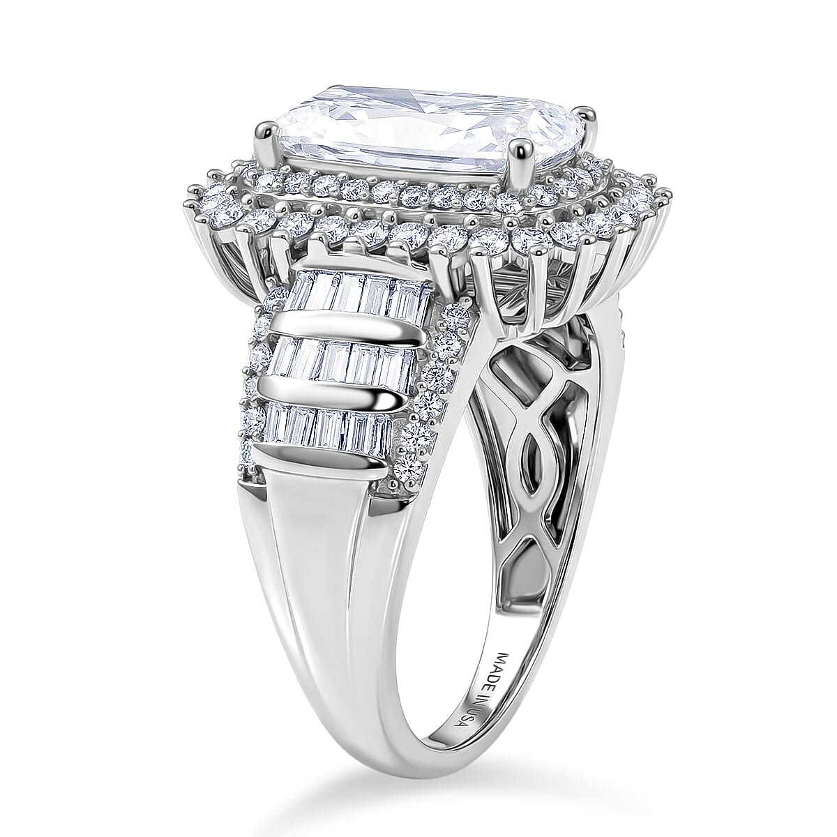 D'Joy Moissanite 3.90 ctw Ring in Rhodium Over Sterling Silver (Size 10.0) image number 3