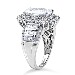 D'Joy Moissanite 3.90 ctw Ring in Rhodium Over Sterling Silver (Size 10.0)