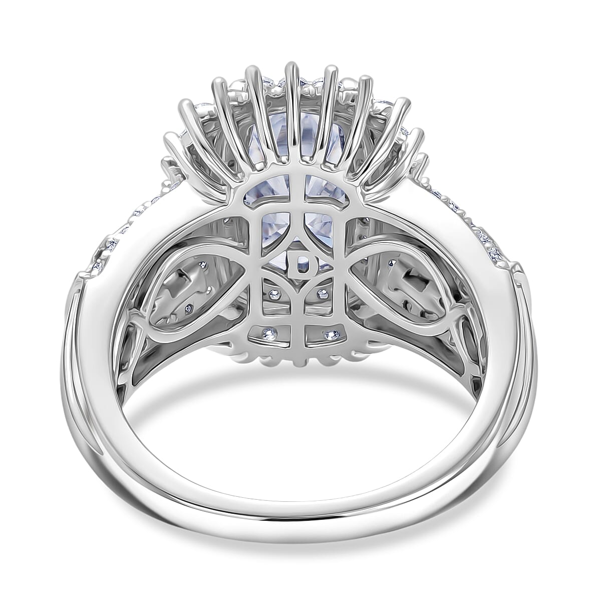 D'Joy Moissanite 3.90 ctw Ring in Rhodium Over Sterling Silver (Size 7.0) image number 4