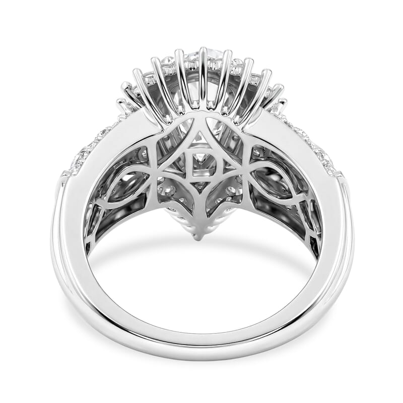 D'Joy Moissanite 3.20 ctw Royal Radiance Ring in Rhodium Over Sterling Silver (Size 6.0)