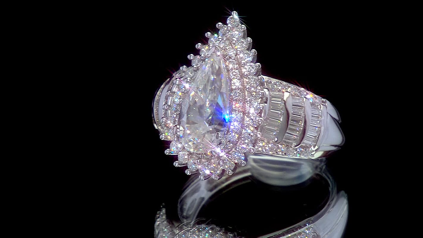 D'Joy Moissanite 3.60 ctw Ring in Rhodium Over Sterling Silver