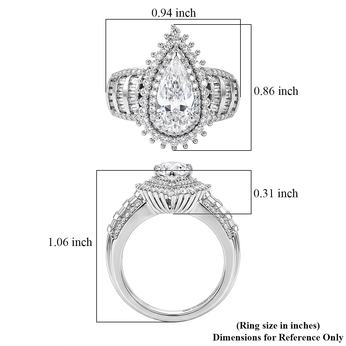 D'Joy Moissanite 3.20 ctw Ring in Rhodium Over Sterling Silver (Size 7.0) image number 5