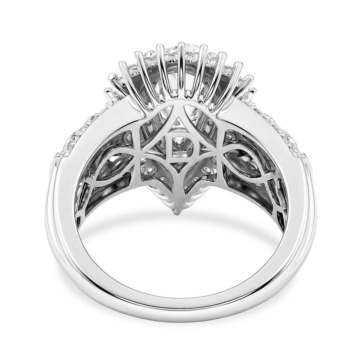 D'Joy Moissanite 3.20 ctw Ring in Rhodium Over Sterling Silver (Size 8.0) image number 4