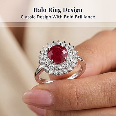 Certified & Appraised D'Joy Premium Montepuez Ruby and Moissanite 4.00 ctw Ring in Rhodium Over Sterling Silver (Size 6.0)
