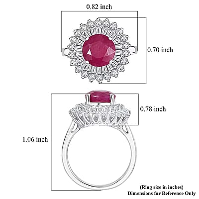 Certified & Appraised D'Joy Premium Montepuez Ruby and Moissanite 4.00 ctw Ring in Rhodium Over Sterling Silver (Size 6.0)