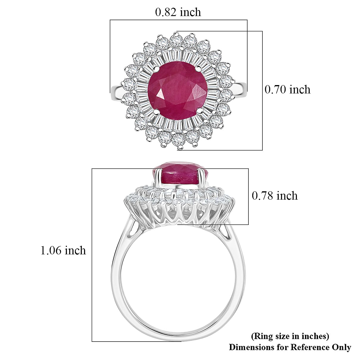 Certified & Appraised D'Joy Premium Royal Ruby and Moissanite 3.70 ctw Ring in Rhodium Over Sterling Silver (Size 10.0) (Del. in 10-12 Days) image number 5