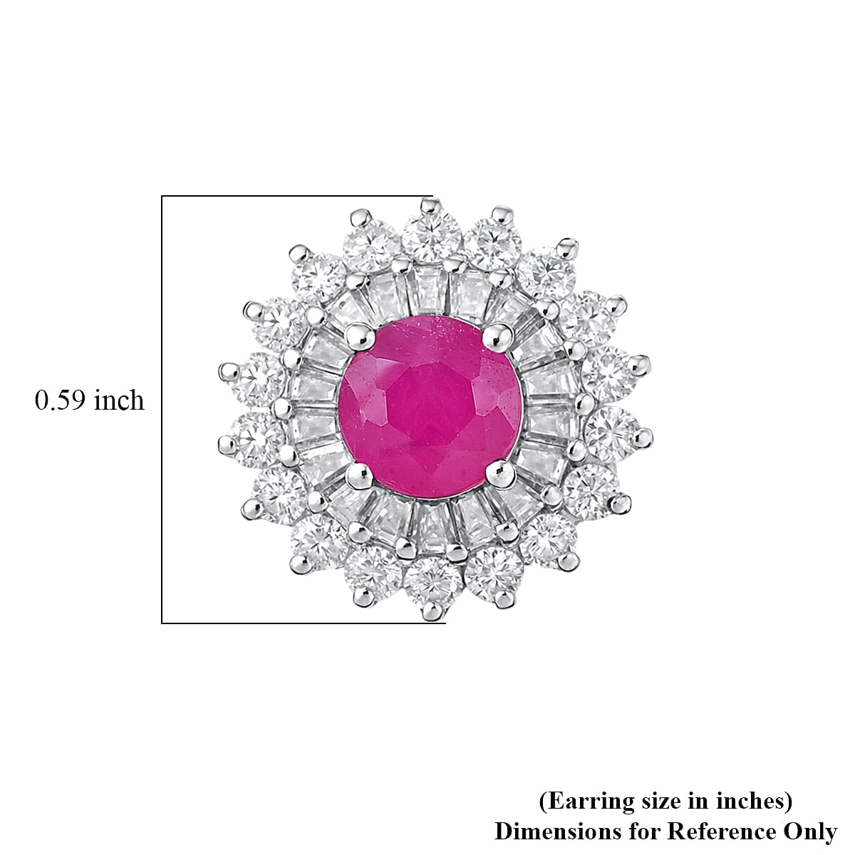 Certified & Appraised D'Joy Premium Royal Ruby and Moissanite 4.30 ctw Earrings in Rhodium Over Sterling Silver (Del. in 10-12 Days) image number 4