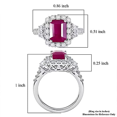 Certified & Appraised D'Joy Premium Royal Ruby and Moissanite 3.20 ctw Ring in Rhodium Over Sterling Silver (Size 6.0)
