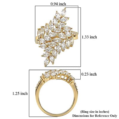 EverTrue Lab Created White Sapphire 4.40 ctw Leaf Vine Ring in 18K YG Plated (Size 11.0)