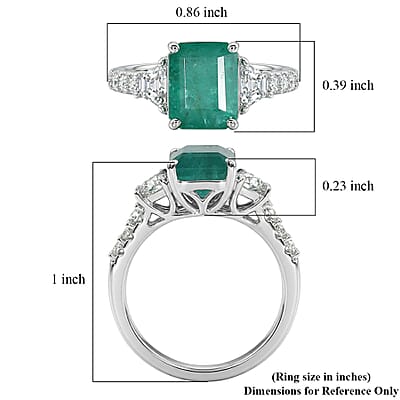Certified & Appraised D'Joy Premium Kagem Zambian Emerald and Moissanite 2.90 ctw Ring in Rhodium Over Sterling Silver (Size 6.0)