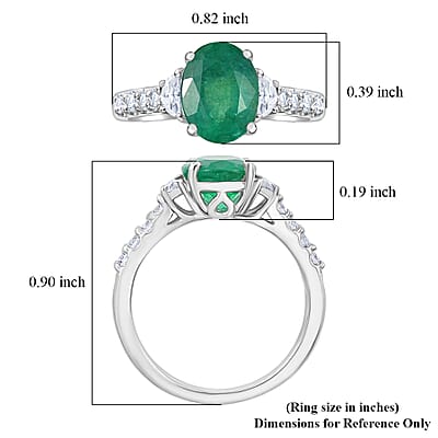 Certified & Appraised D'Joy Premium Kagem Zambian Emerald and Moissanite 2.10 ctw Ring in Rhodium Over Sterling Silver (Size 10.0)