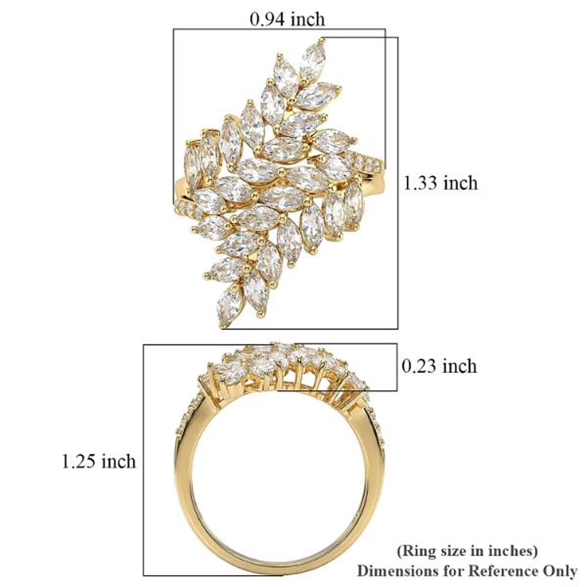 EverTrue Lab Created White Sapphire 4.40 ctw Leaf Vine Ring in 18K YG Plated (Size 6.0) image number 5