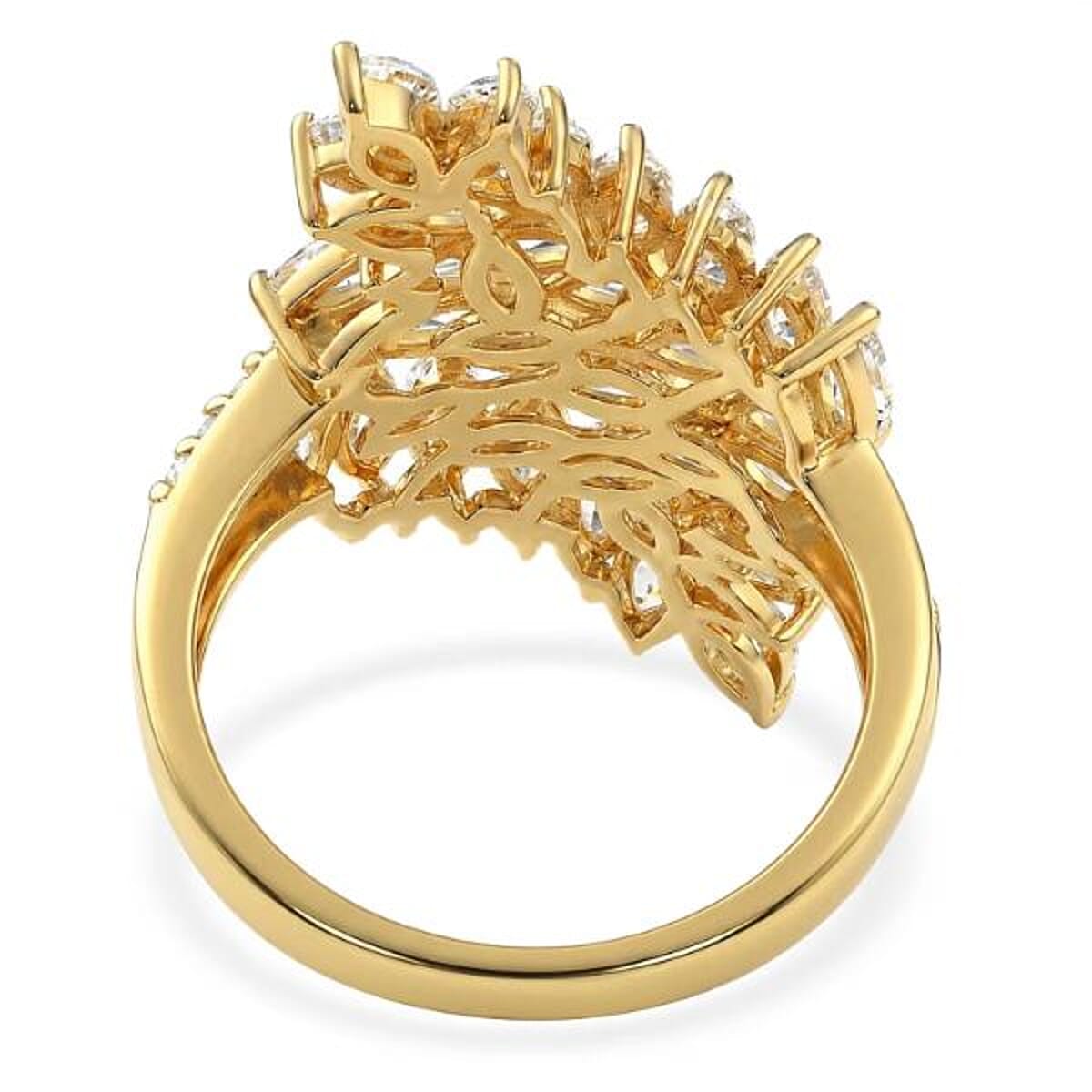 EverTrue Lab Created White Sapphire 4.40 ctw Leaf Vine Ring in 18K YG Plated (Size 6.0) image number 6