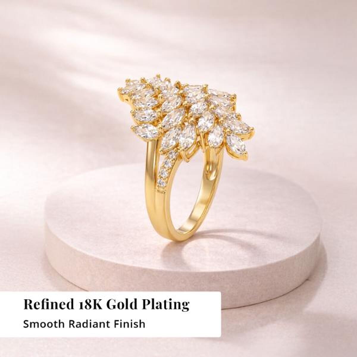 EverTrue Lab Created White Sapphire 4.40 ctw Leaf Vine Ring in 18K YG Plated (Size 7.0) image number 2