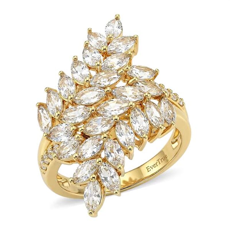 EverTrue Lab Created White Sapphire 4.40 ctw Leaf Vine Ring in 18K YG Plated (Size 9.0)