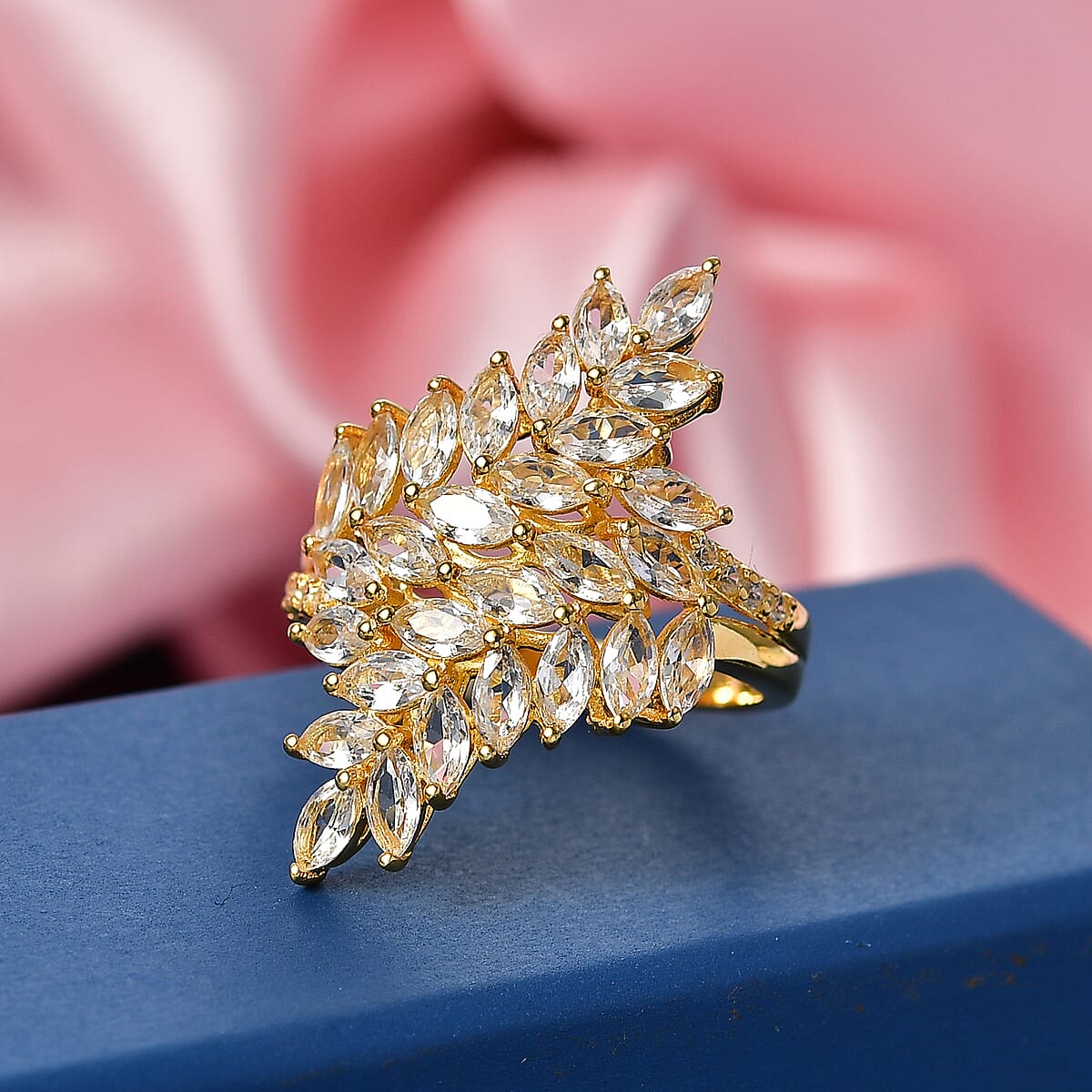 EverTrue Lab Created White Sapphire 4.40 ctw Leaf Vine Ring in 18K YG Plated (Size  9.0) image number 1