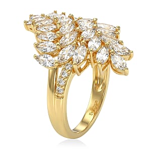 EverTrue Lab Created White Sapphire 4.40 ctw Leaf Vine Ring in 18K YG Plated (Size  9.0)