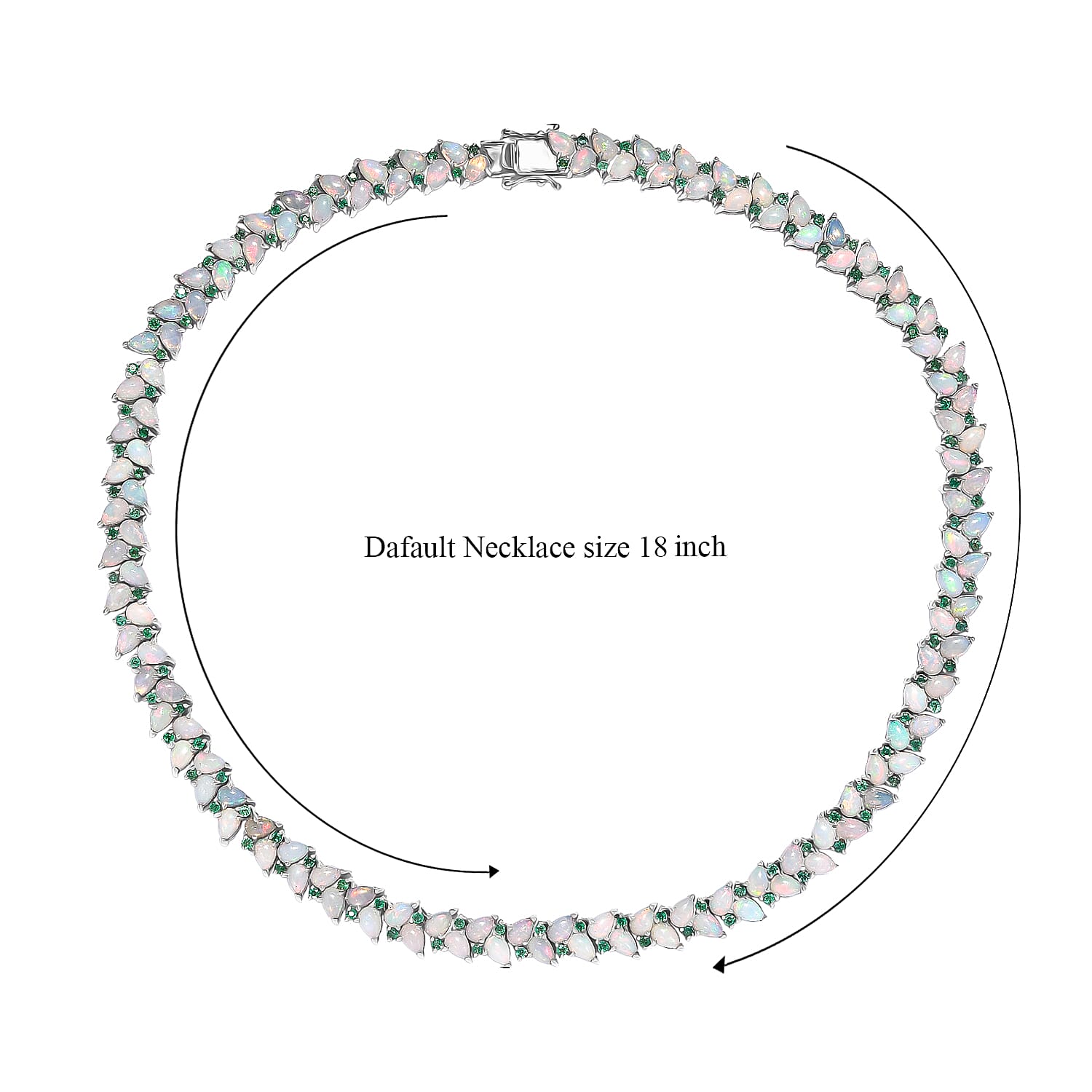 D'Joy Premium Ethiopian Welo Opal and Kagem Zambian Emerald 36.35 ctw Vine Leaf Necklace in Rhodium Over Sterling Silver 18 Inches 