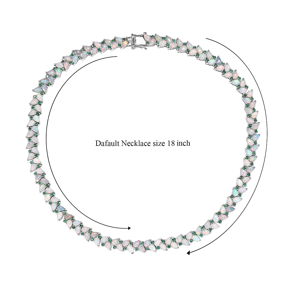 D'Joy Premium Ethiopian Welo Opal and Kagem Zambian Emeral 36.35 ctw Necklace in Rhodium Over Sterling Silver 18 Inches image number 4