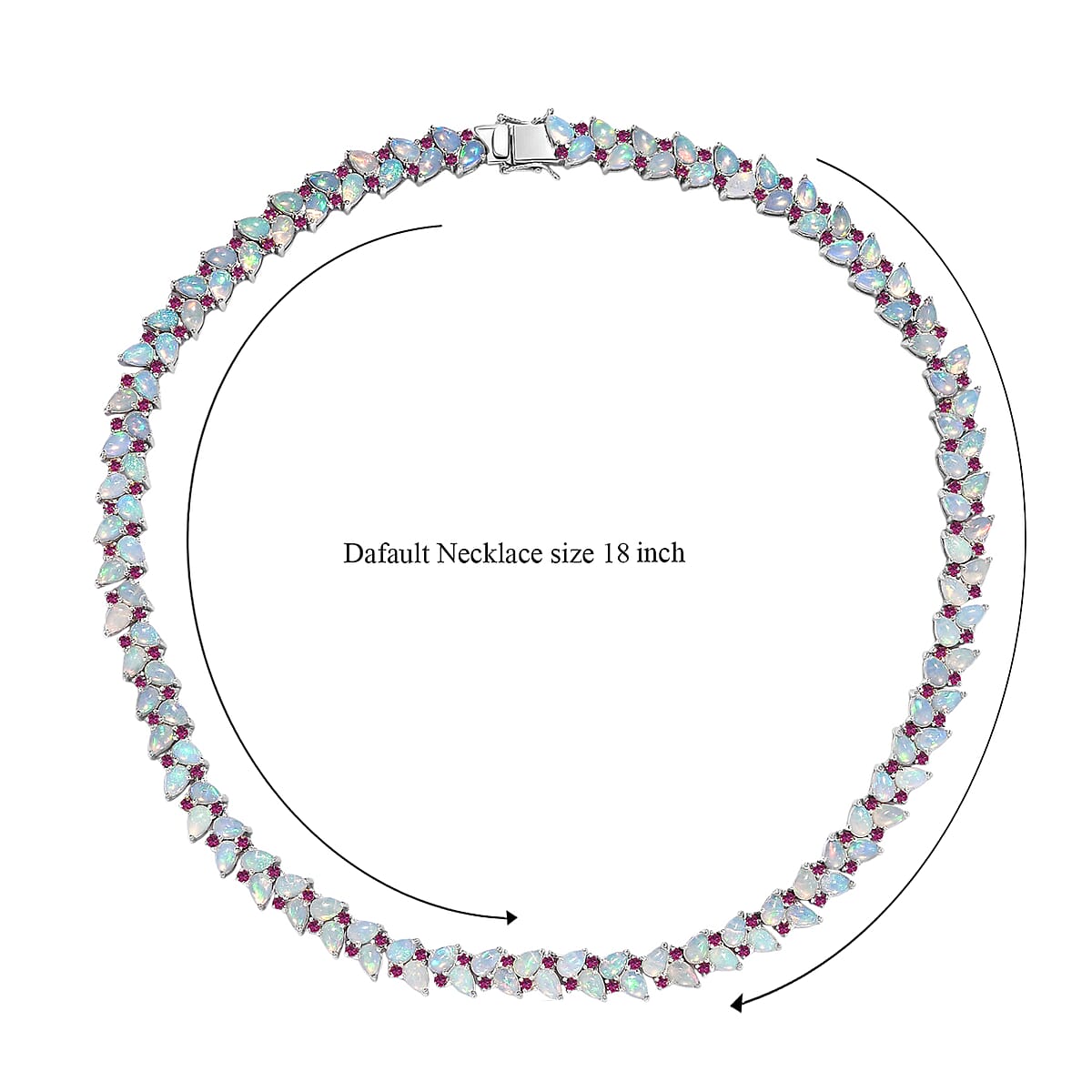 D'Joy Premium Ethiopian Welo Opal and Niassa Ruby (FF) 39.15 ctw Vine Leaf Necklace in Rhodium Over Sterling Silver 18 Inches  image number 5