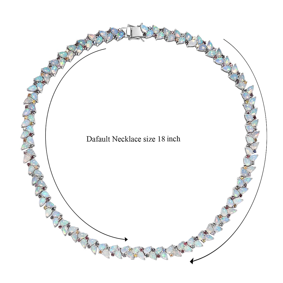 D'Joy Premium Ethiopian Welo Opal and Multi Sapphire 46.15 ctw Vine Leaf Necklace in Rhodium Over Sterling Silver 18 Inches  image number 5