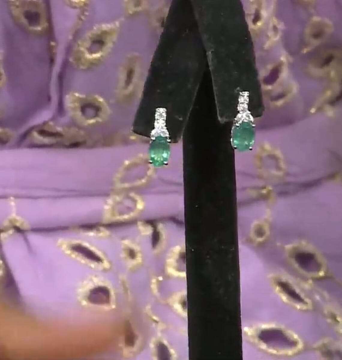 Certified & Appraised D'Joy Premium Kagem Zambian Emerald and Moissanite 1.85 ctw Earrings in Rhodium Over Sterling Silver image number 1