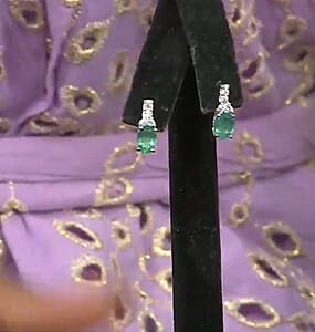 Certified & Appraised D'Joy Premium Kagem Zambian Emerald and Moissanite 1.85 ctw Earrings in Rhodium Over Sterling Silver