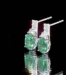 Certified & Appraised D'Joy Premium Kagem Zambian Emerald and Moissanite 1.85 ctw Earrings in Rhodium Over Sterling Silver