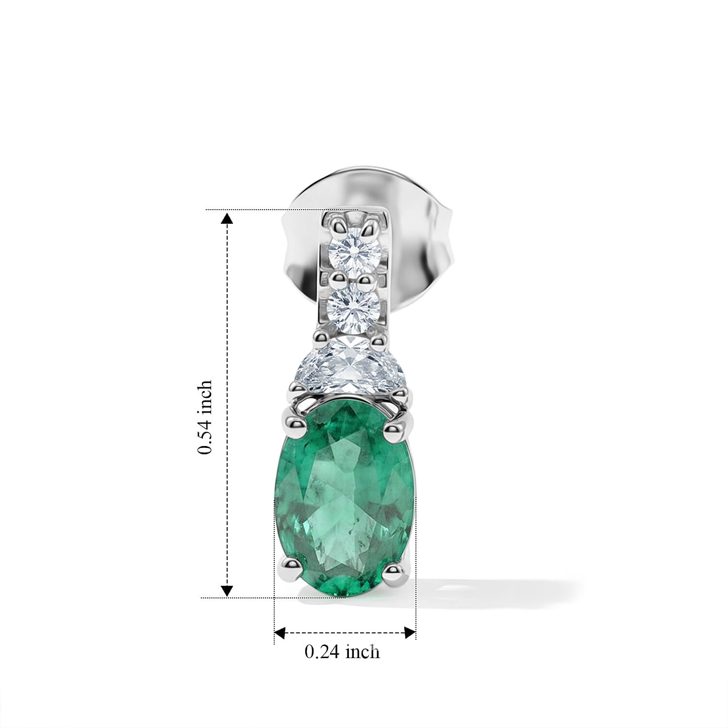Certified & Appraised D'Joy Premium Kagem Zambian Emerald and Moissanite 1.85 ctw Earrings in Rhodium Over Sterling Silver