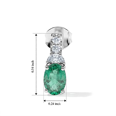 Certified & Appraised D'Joy Premium Kagem Zambian Emerald and Moissanite 1.85 ctw Earrings in Rhodium Over Sterling Silver