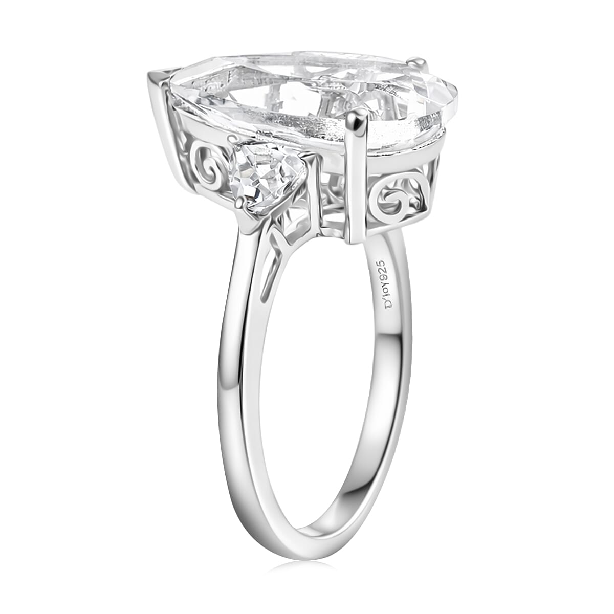 D'Joy White Topaz 6.50 ctw Royal Teardrop Ring in Rhodium Over Sterling Silver (Size 10.0) image number 3