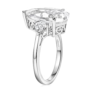 D'Joy White Topaz 6.50 ctw Royal Teardrop Ring in Rhodium Over Sterling Silver (Size 10.0)