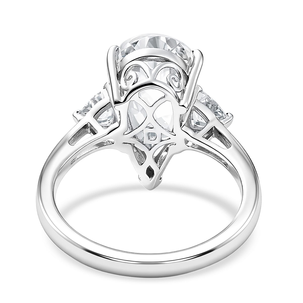 D'Joy White Topaz 6.50 ctw Royal Teardrop Ring in Rhodium Over Sterling Silver (Size 10.0) image number 4