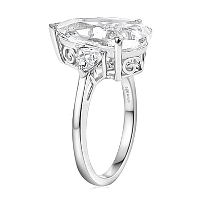 D'Joy White Topaz 6.50 ctw Royal Teardrop Ring in Rhodium Over Sterling Silver (Size 11.0)