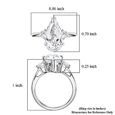 D'Joy White Topaz 6.50 ctw Royal Teardrop Ring in Rhodium Over Sterling Silver (Size 11.0)
