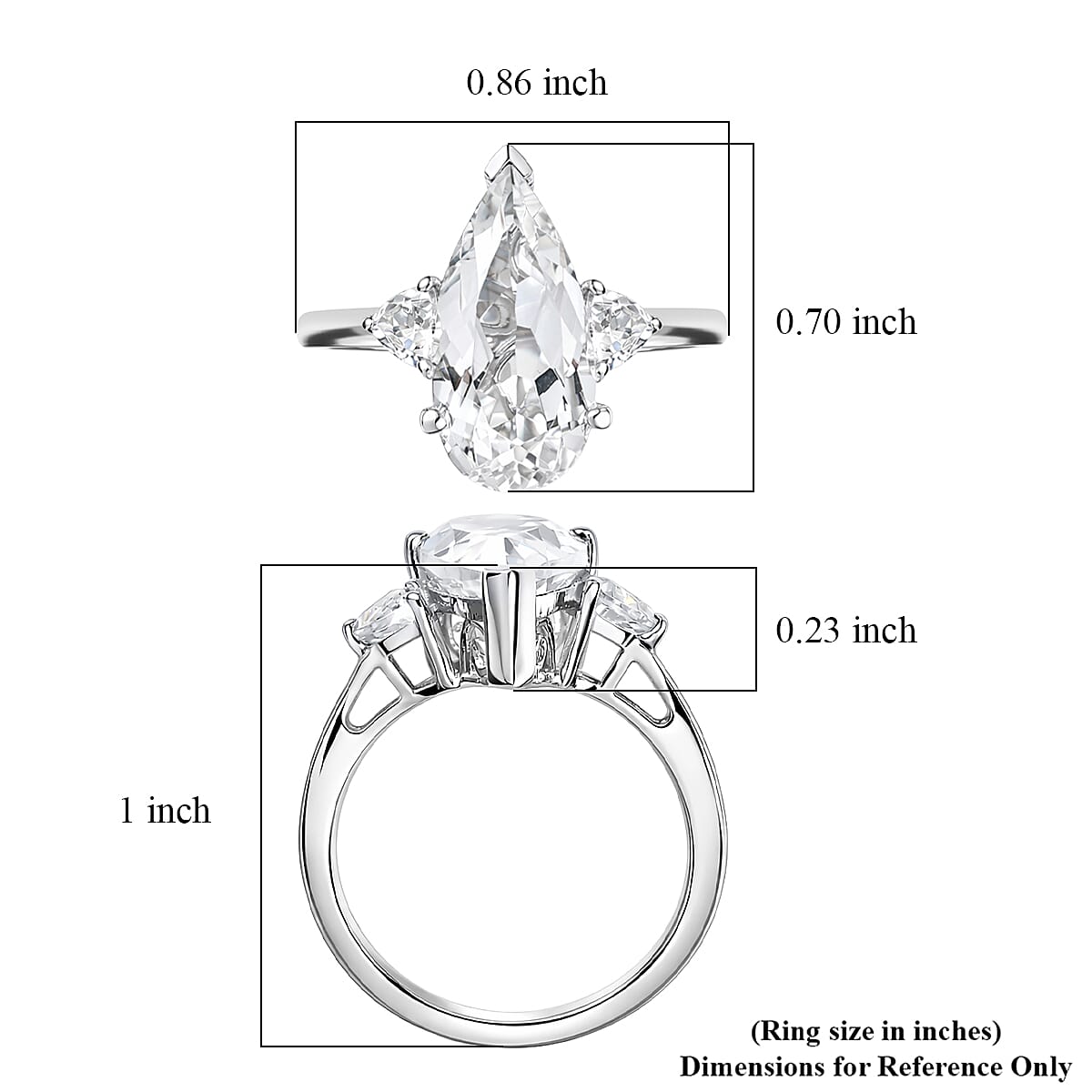 D'Joy White Topaz Royal Teardrop Ring in Rhodium Over Sterling Silver (Size 10.0) 6.50 ctw image number 5