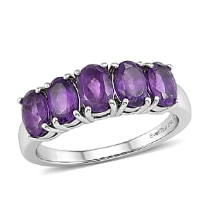 EverTrue African Amethyst 2.20 ctw Ring in Stainless Steel (Size 6.0)