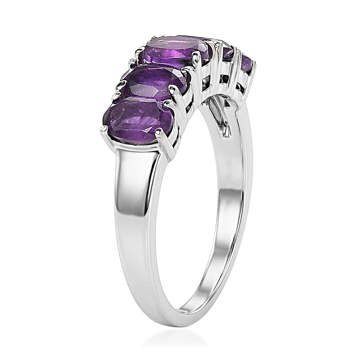 EverTrue African Amethyst 2.20 ctw Ring in Stainless Steel (Size 6.0) image number 3