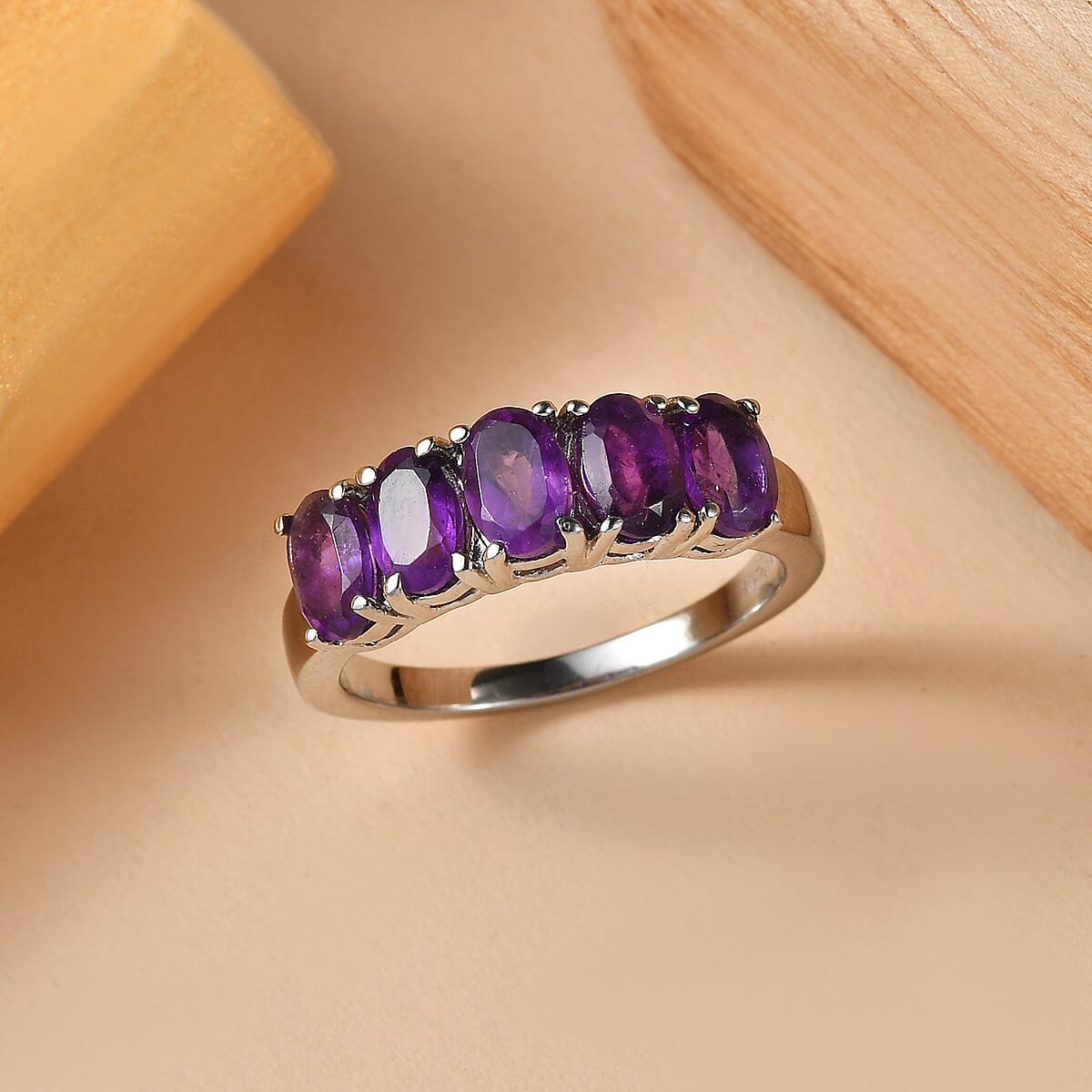 EverTrue African Amethyst 2.20 ctw Ring in Stainless Steel (Size 9.0) image number 1