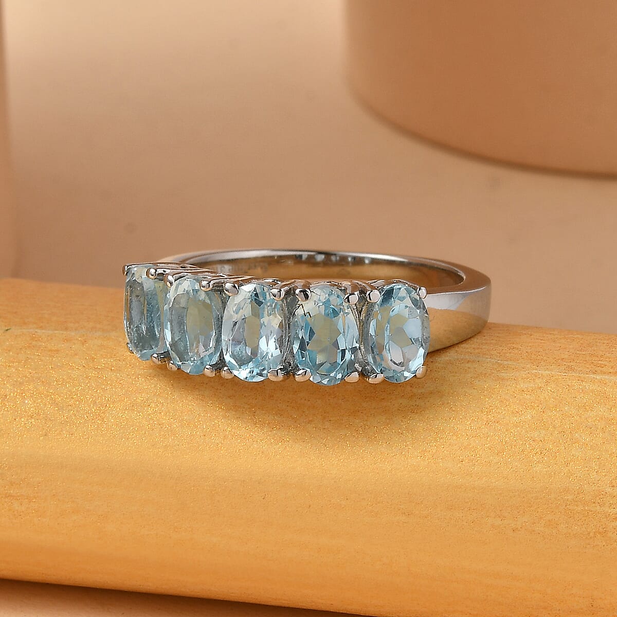EverTrue Sky Blue Topaz 3.00 ctw Ring in Stainless Steel (Size 7.0) image number 1