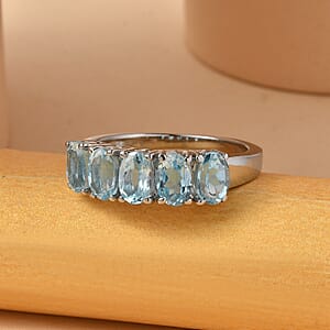 EverTrue Sky Blue Topaz 3.00 ctw Ring in Stainless Steel (Size 7.0)