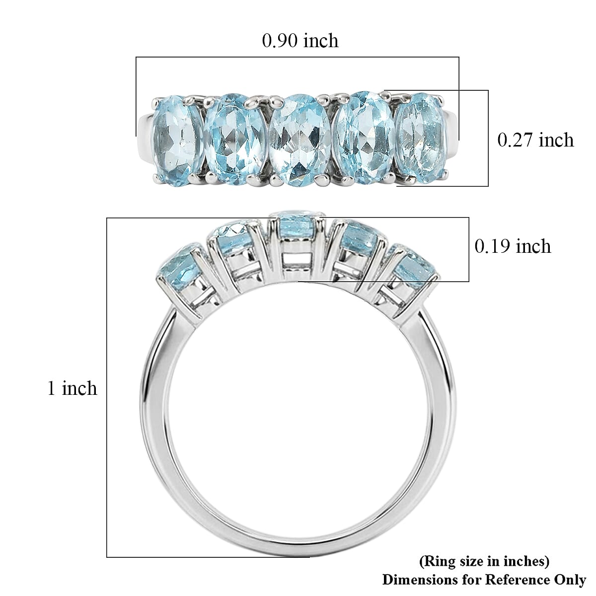 EverTrue Sky Blue Topaz 3.00 ctw Ring in Stainless Steel (Size 7.0) image number 5