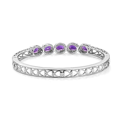 EverTrue African Amethyst 5.65 ctw Bangle Bracelet in Stainless Steel (7.25 In)