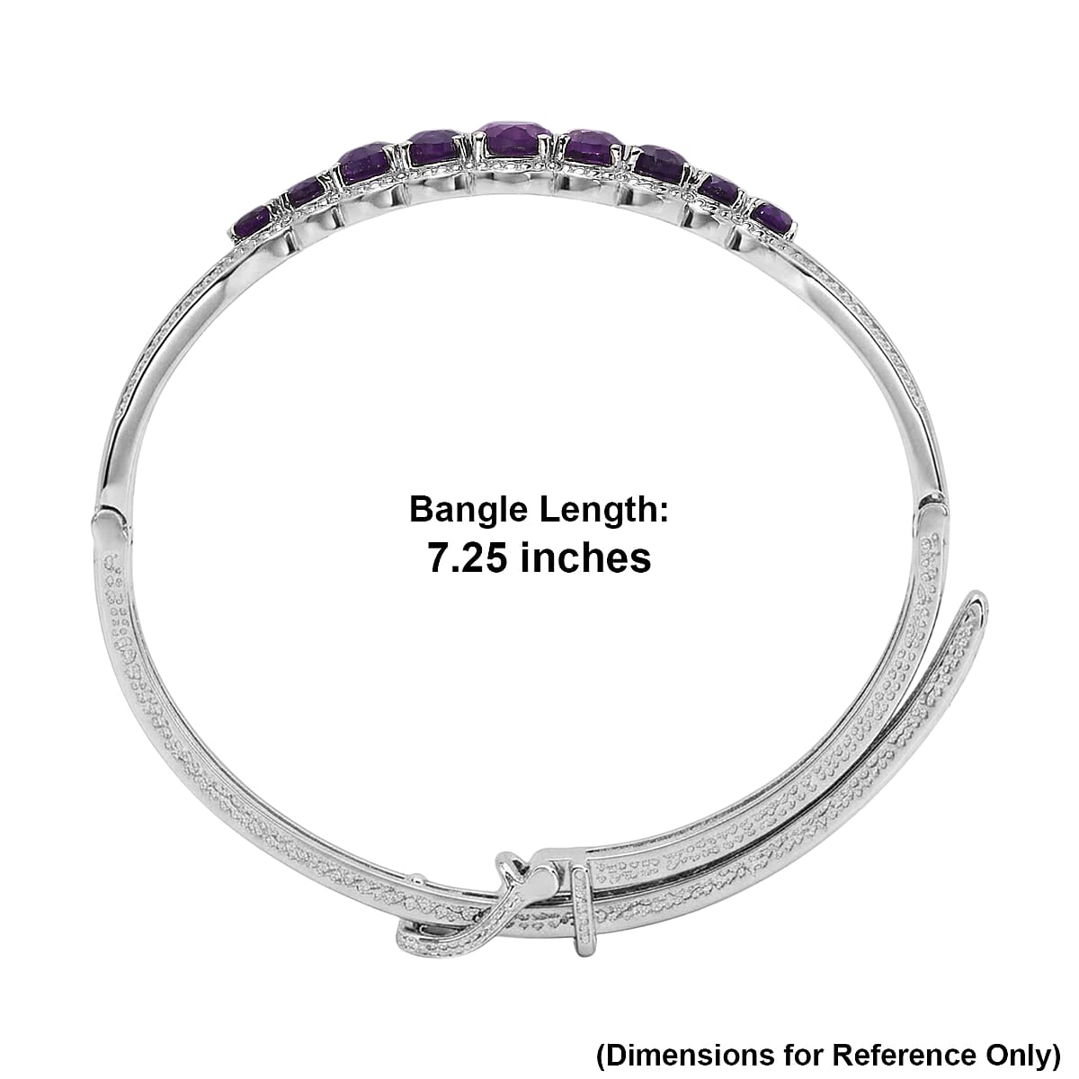 EverTrue African Amethyst 5.85 ctw Bangle Bracelet in Stainless Steel (7.25 In) image number 5
