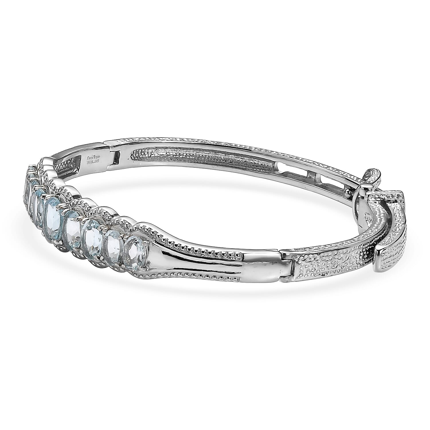 EverTrue Sky Blue Topaz 7.30 ctw Bangle Bracelet in Stainless Steel (7.25 In)