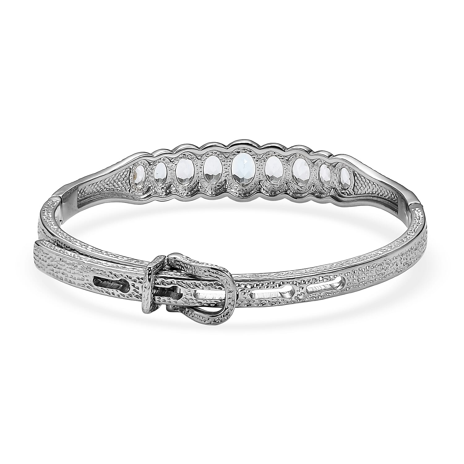 EverTrue Sky Blue Topaz 7.30 ctw Bangle Bracelet in Stainless Steel (7.25 In)